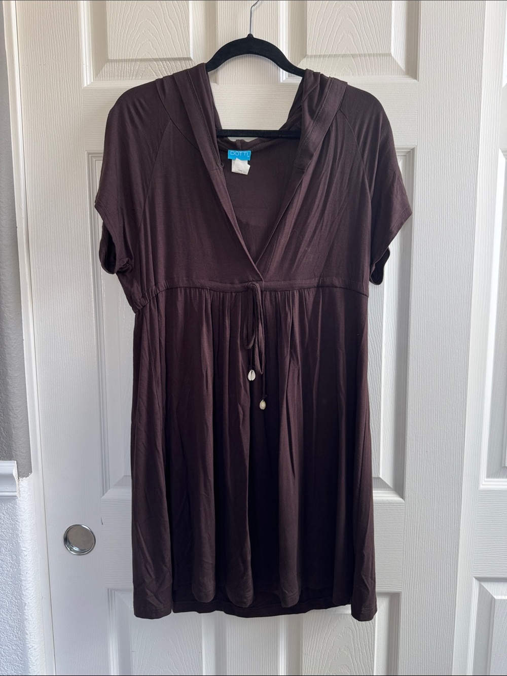 Dotti Brown Hooded Tunic Dress/coverup- Large